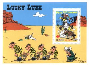 Lucky Luke auf Briefmarkenblock